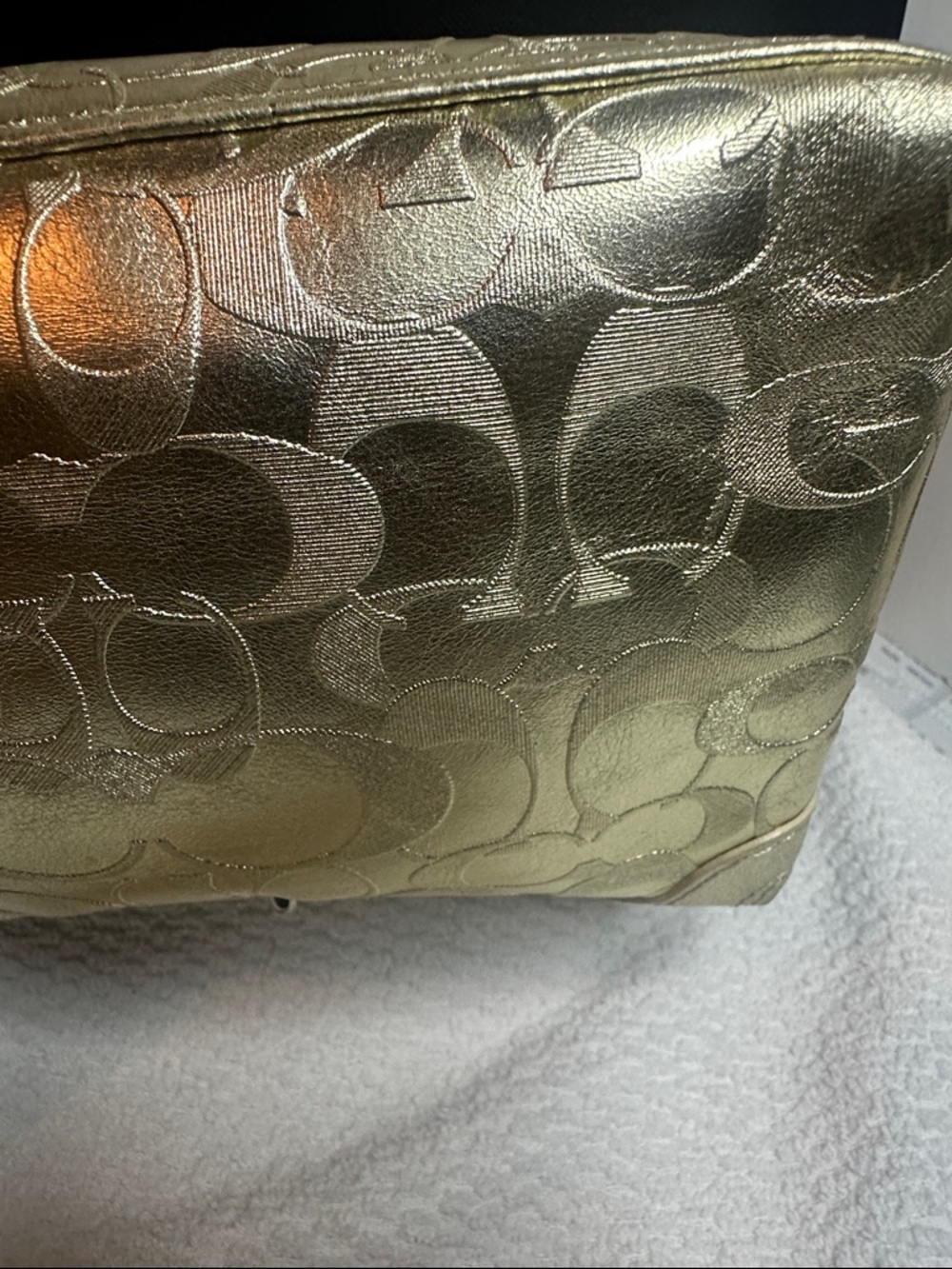 Coach Gold Metallic Signature Wristlet Clutch - Picture 5 of 13